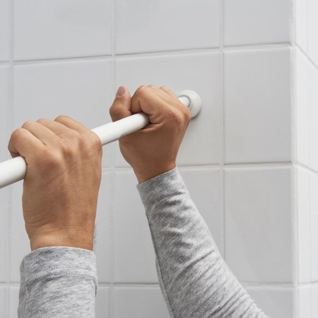 Shower Curtain Rod White 70-120cm