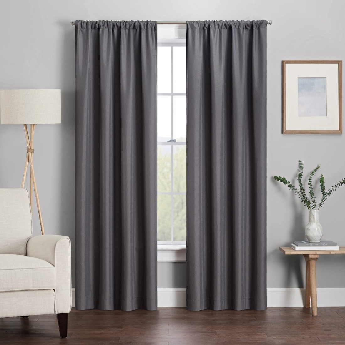 ECLIPSE Kendall Modern Blackout Thermal Rod Pocket Window Curtain for Bedroom or Living Room 1 Panel 42 X 54 Charcoal