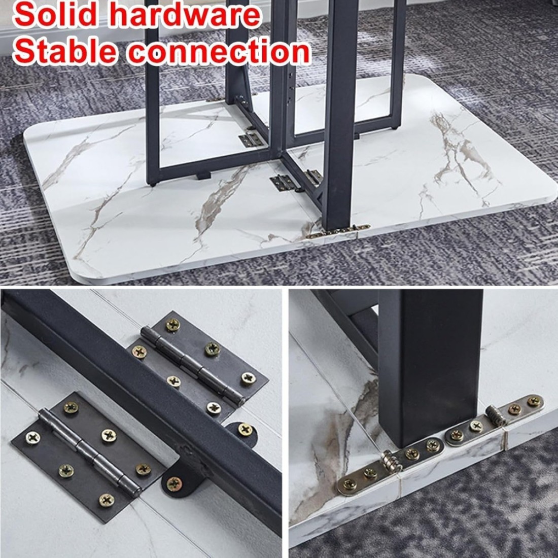 Generic Modern Folding Dining Table, Extendable Drop Leaf Folding Table, Multifunction Expandable, Steel Frame Structure, Easily Bear 400 Kg/881 Lb, Grey
