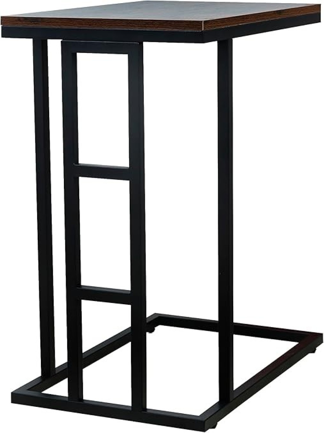 Panax C Shaped End Table, Side Table for Couch and Bed, Small Side Table for Small Spaces, Living Room, Bedroom, Rustic Snack Table (Rustic Brown)