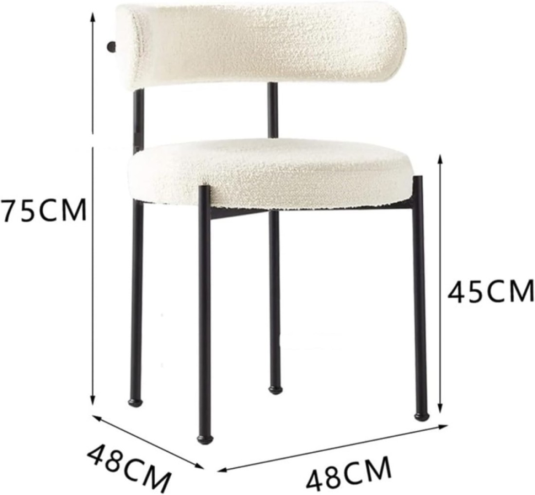 Jeffcoco Furniture Luxurious Modern Dining Chairs - Stainless Steel Leg, Lamb Wool Single Lounge Chair for Hotel, Restaurant, and Office - High-End Living Room Seating (White)