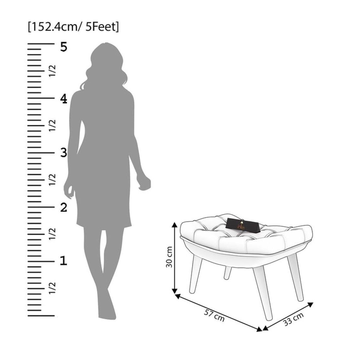 Stool for Living Room Soft Fabric Comfortable Cushion Ottoman Footrest