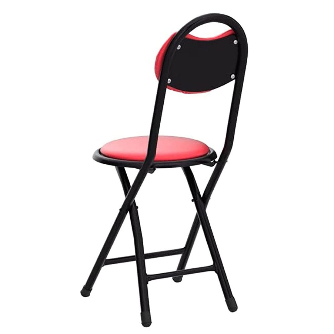 Padded Folding Stool Office Chair with Backrest &ndash; Folding High Chair for Kitchen, Dining, Bar, and Office Use &ndash; Comfortable Seat for Home and Work
