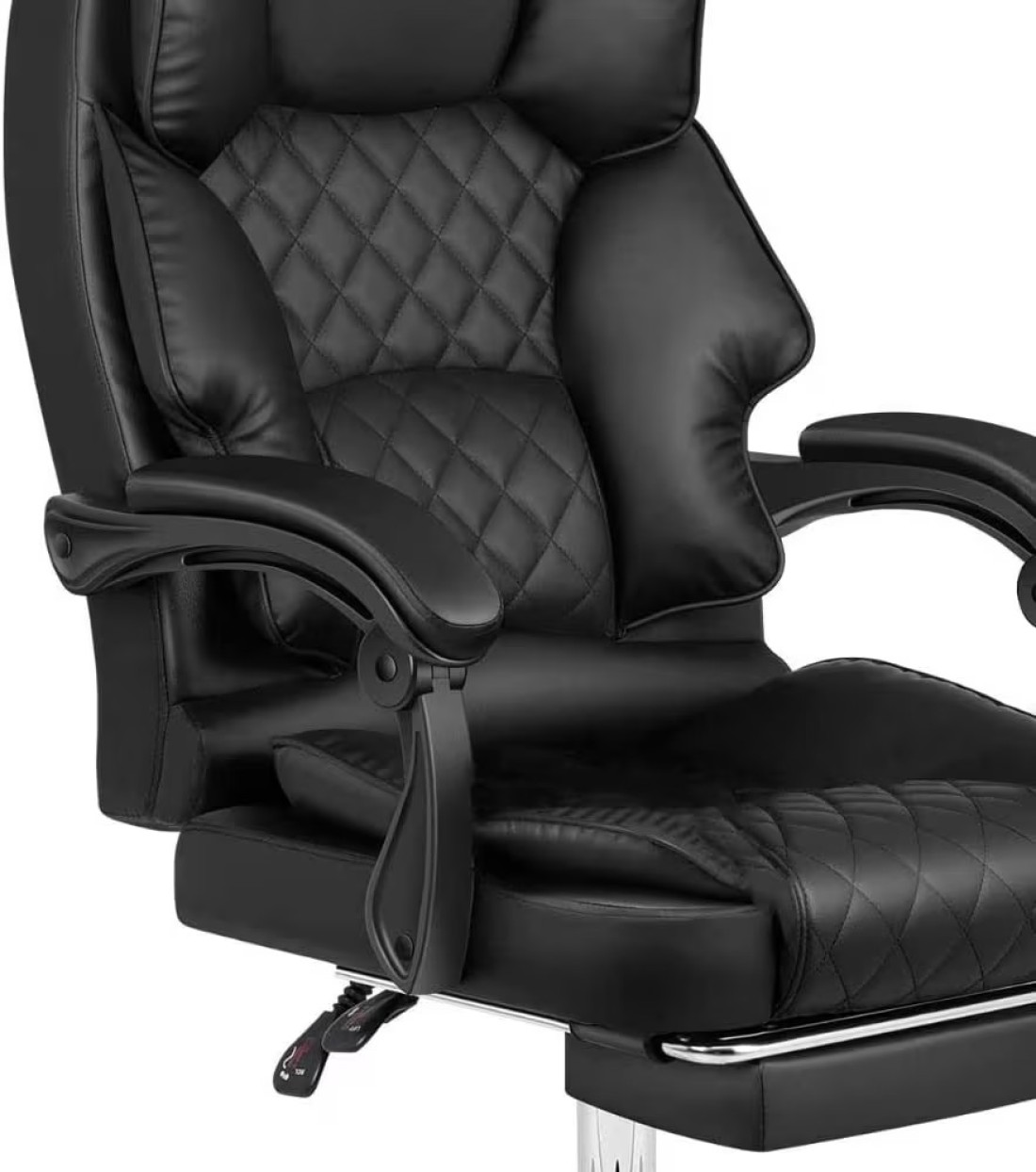 Karnak Executive Office Gaming Chair PU Leather 360 Swivel, Diamond Pattern Stitching High Back With Tilt Lock Mechanism, Soft Foam &amp; Well Padded Backrest With Lumbar Support, Black