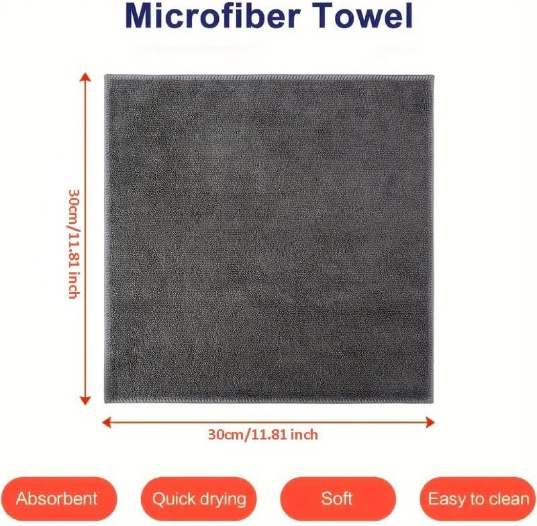 Fabienne 12-PC Microfiber Cleaning Towel Set 30x30cm Wash clothes Durable &amp; Washable 330 GSM Cleaning Cloths for Kitchen, Bathroom Cleaning All Purpose Microfiber Towel Multicolour