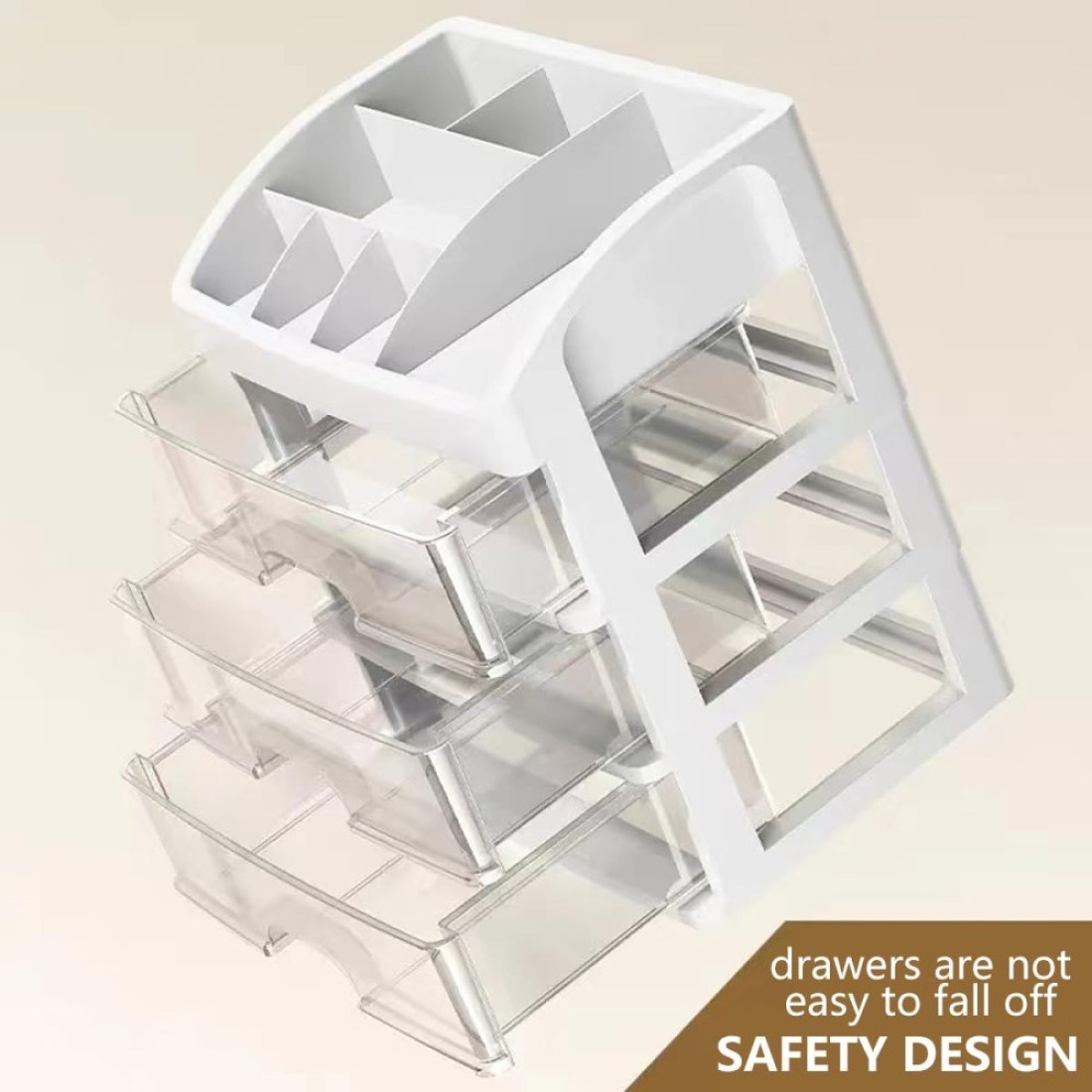 Makeup Organizer with 3 Drawers Cosmetic Display Cases Makeup Storage Box 3 Drawers white