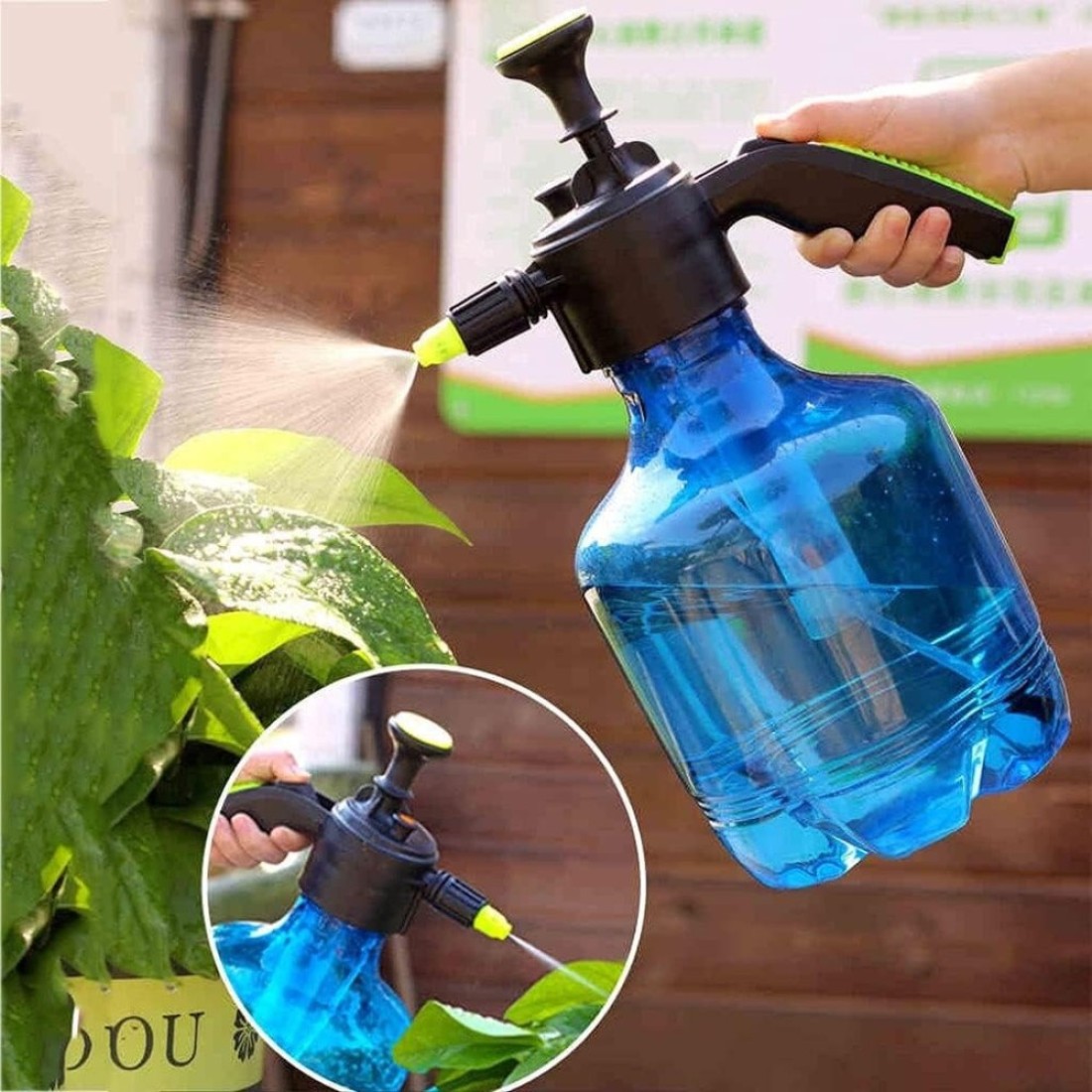 Egardenkart Garden Pump Sprayer, Hand-held Pressure Sprayer Bottle for Lawn with Safety Value &amp; Adjustable Nozzle, for Watering,Bird Sprayer, Spraying Weeds,Home Cleaning and Car Washing (2 ltr)