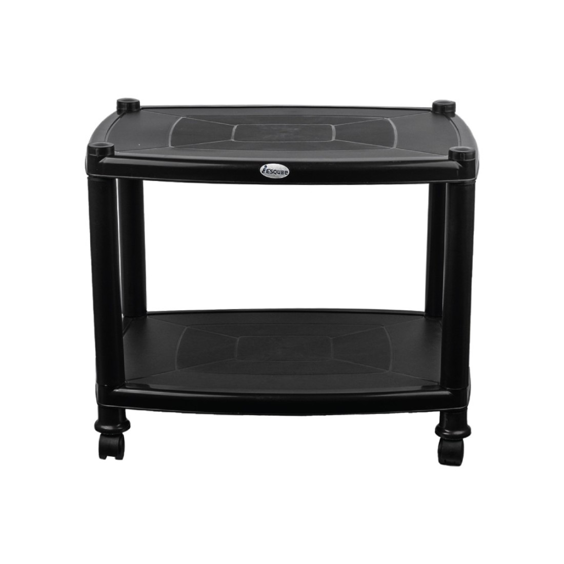 Esqube Delta Plastic Glossy Trolley Table (Black)