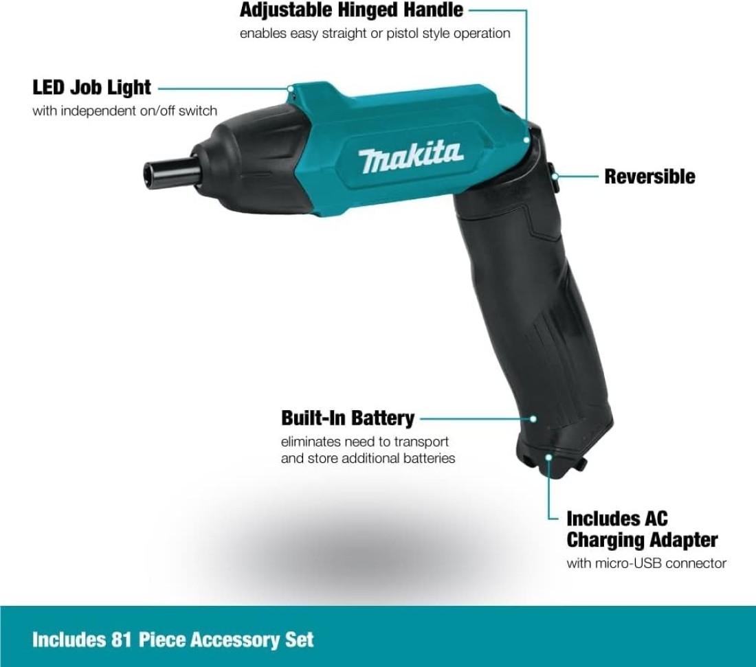 Makita DF001DW 3.8V Lithium-ion Cordless Screw Driver with Bits