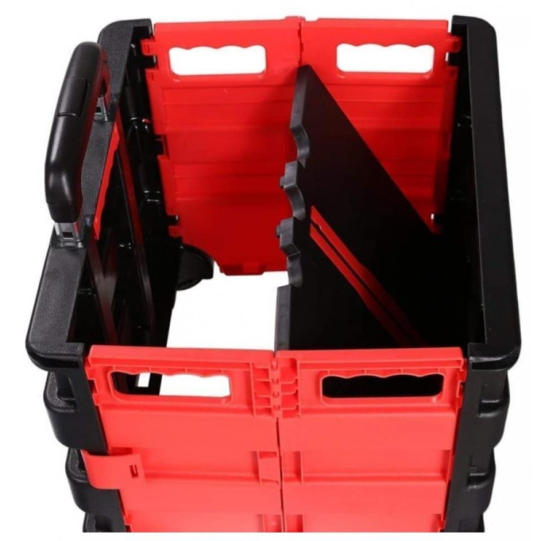 Generic 25kg Foldable Shopping Trolley Storage Boot Cart Box Black/Red