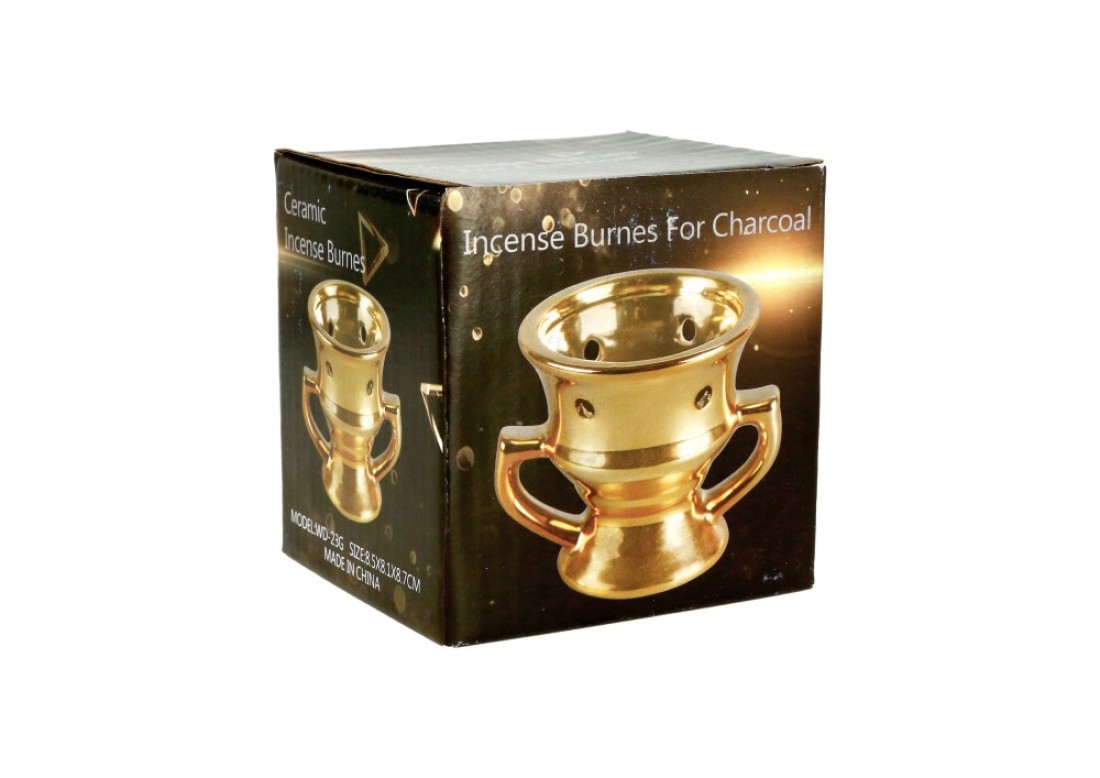 Rahalife Unique Ceramic Incense Burner Bakhoor Burner For Oud, Incense Holder Home Decor, Golden, 1 PC