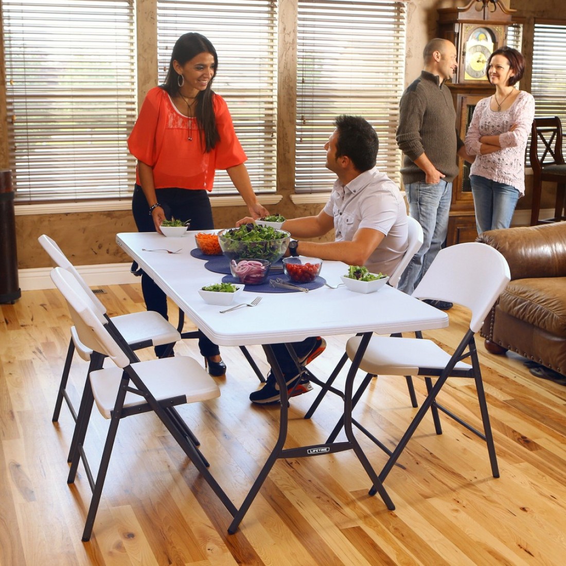 Lifetime, 6-Foot, Fold-In-Half Table, Rectangle, Residential, White Granite Colour, LFT-80333