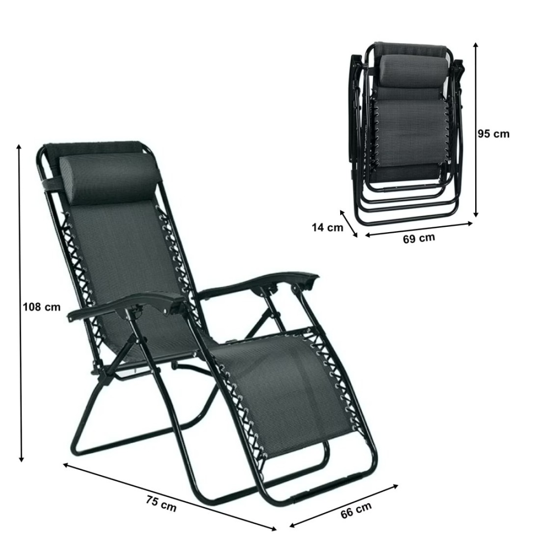 HEXAR Foldable Camping Chair Zero Gravity Folding Lounge Chair Outdoor Lounge Gravity Chair Camping Reclining Lounge Chair with Pillow and Hand Rest Multipurpose Adjustable Chair