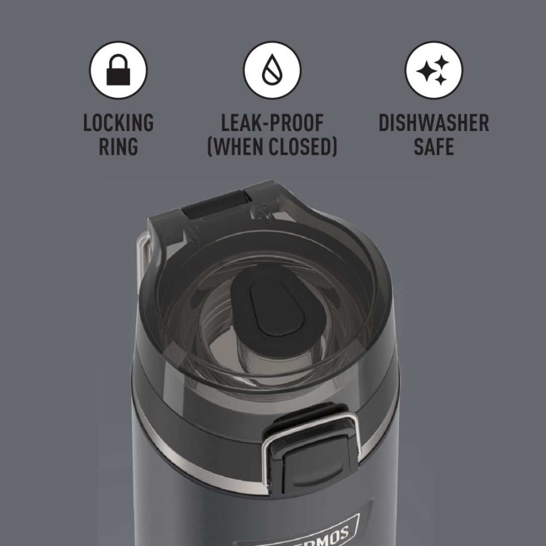 THERMOS ICON SERIES Stainless Steel Water Bottle with Spout 24 Ounce Granite Vacuum Insulated Water Bottle with Lid