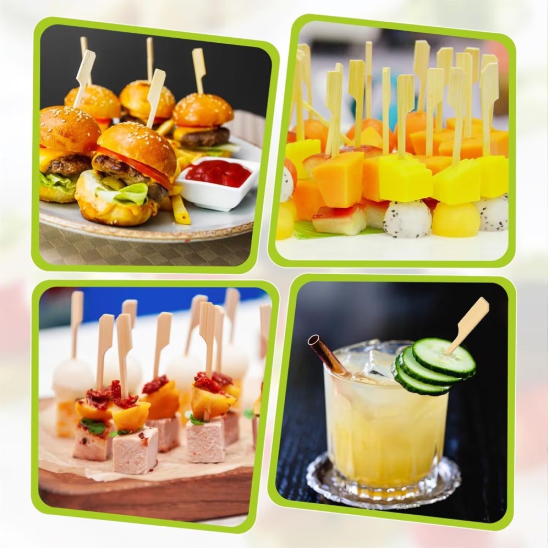 LAVISH Bamboo Skewers [100PCS,9 CM/3.5 Inch] , Sticks for Cocktail, Shish Kabab, Barbeque, Grilling, Appetizers, Food Picks, Wide Flat Paddle Wooden Sticks