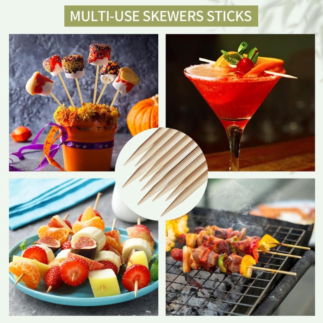 LAVISH Natural Bamboo Skewers, 100-Pack, 12-Inch Wooden Sticks for BBQ, Grilling, Kabobs, Fruit, Appetizers, Cocktail, Chocolate Fountain &amp; Crafts