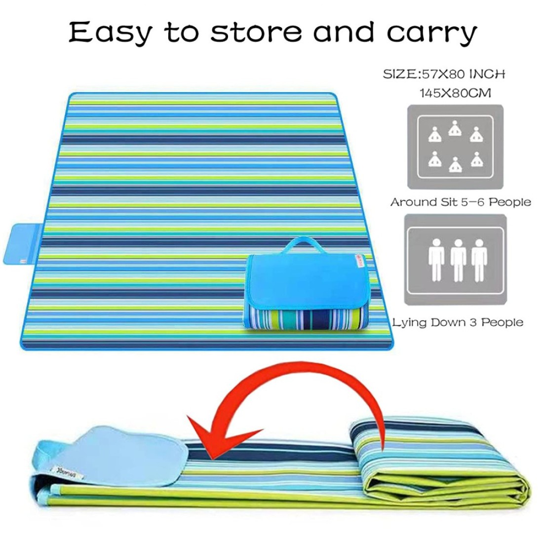 Lchkrep Picnic Blanket Beach Blankets 80x57 Large Sandproof Waterproof Camping Portable Travel Blanket Play Mat for Outdoor Indoor Family Beach Park GrassHiking Music Festival