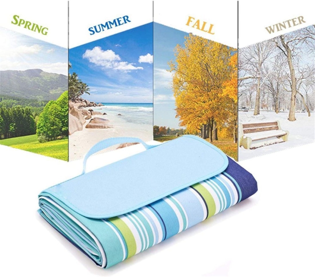 Waterproof Foldable Outdoor Camping Mat Widen Picnic Mat Plaid Beach Blanket Baby Multiplayer Tourist Mat 145X180cm, Blue