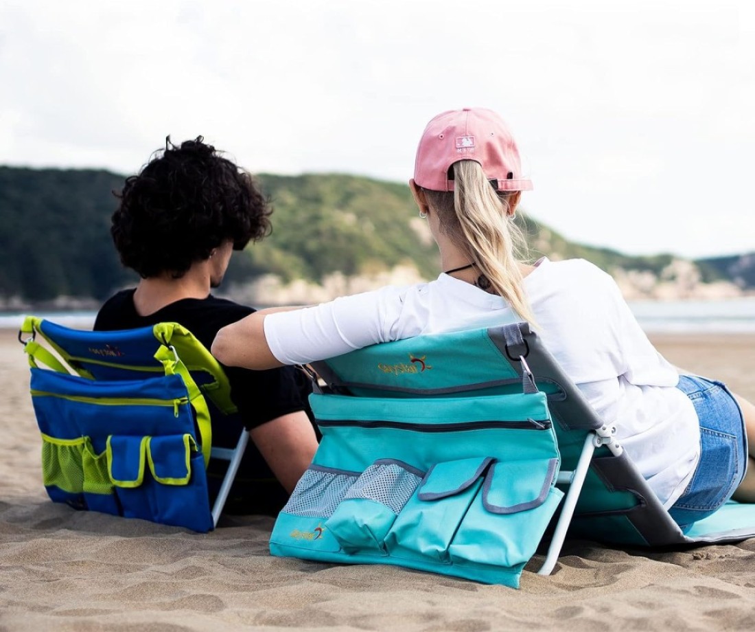 Portable Beach Lounge Chair, Backpack Reclining Beach Mat Chairs for Adults Lightweight with Storage Pouch for Camp/Lawn/Outdoor/Travel/Picnic/BBQ, Foldable Camping Sand Chairs