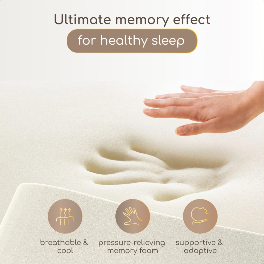 Comforto Classic, white with golden piping, 60*40*13Memory Foam Pillow, Orthopedic Pillow