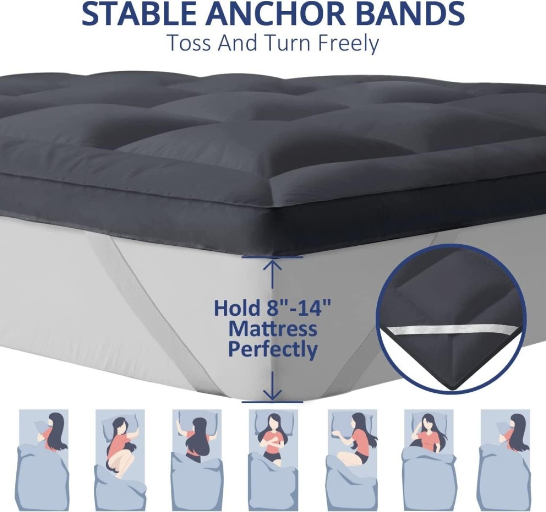 Vital Mattress Topper Soft Comfort White 500 GSM (Gray, Single Size - W 90 X L 200 Cm)