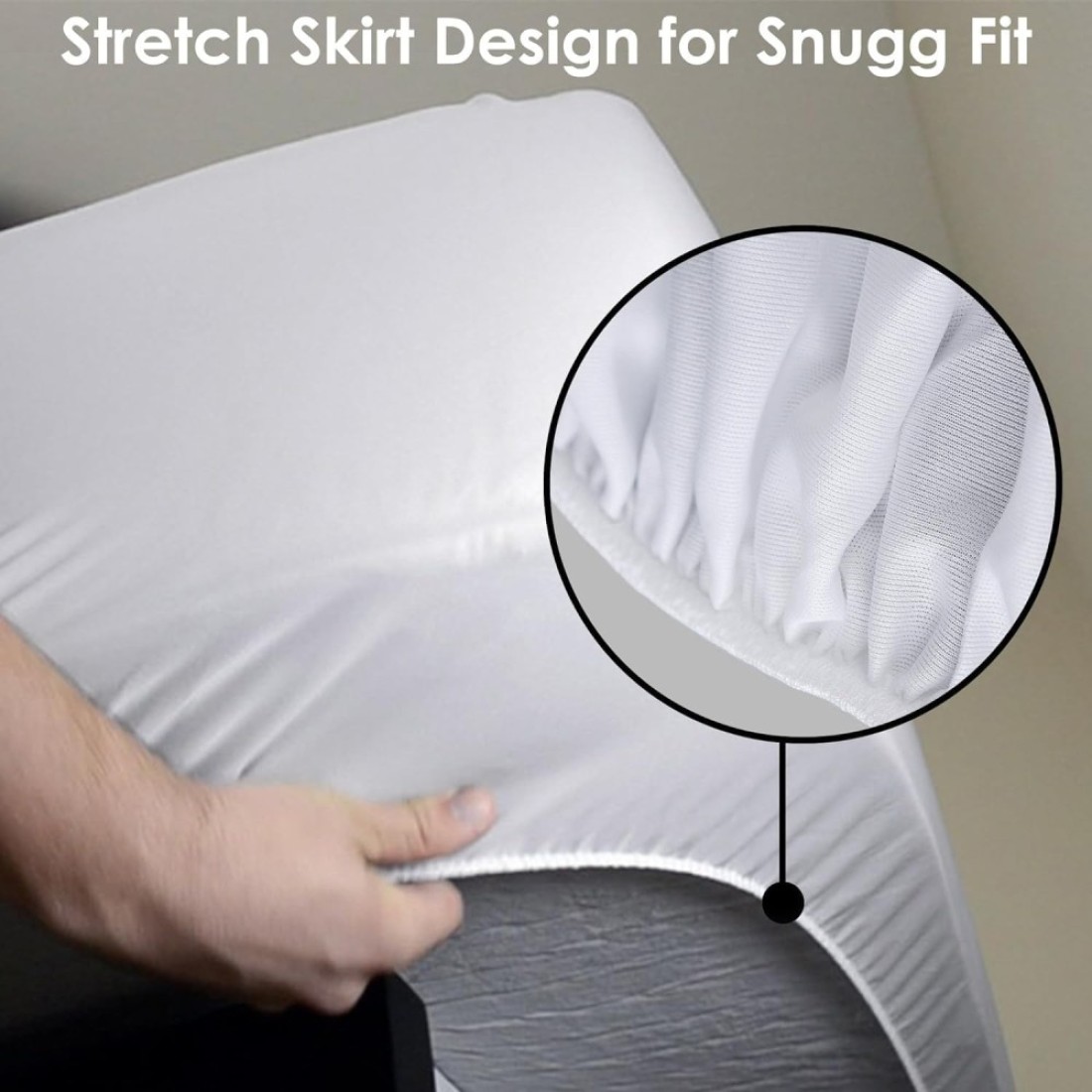 Waterproof Mattress Protector Double 150x200cm Bamboo fiber Cotton Jersey+TPU Pad Cover for Pets Kids Adults Deep Pocket Style 100% Waterproof Mattress Protector Double Size White
