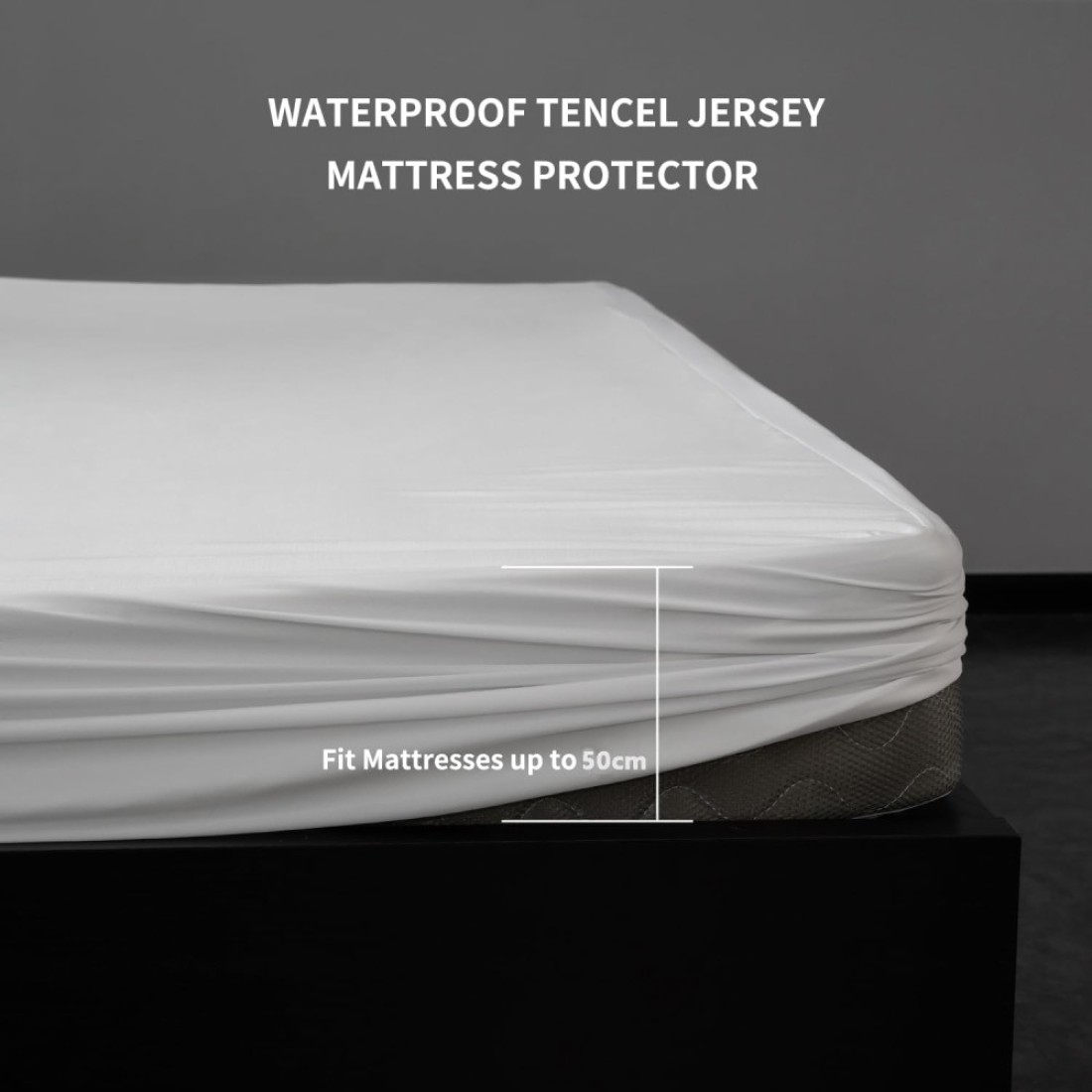 Tencel Waterproof Mattress Protector Double Bed Size 150x200cm High Absorption Tencel+TPU Pad Cover for Pets Kids Adults Deep Pocket Style 100% Waterproof Tencel Jersey Mattress Protector Double White