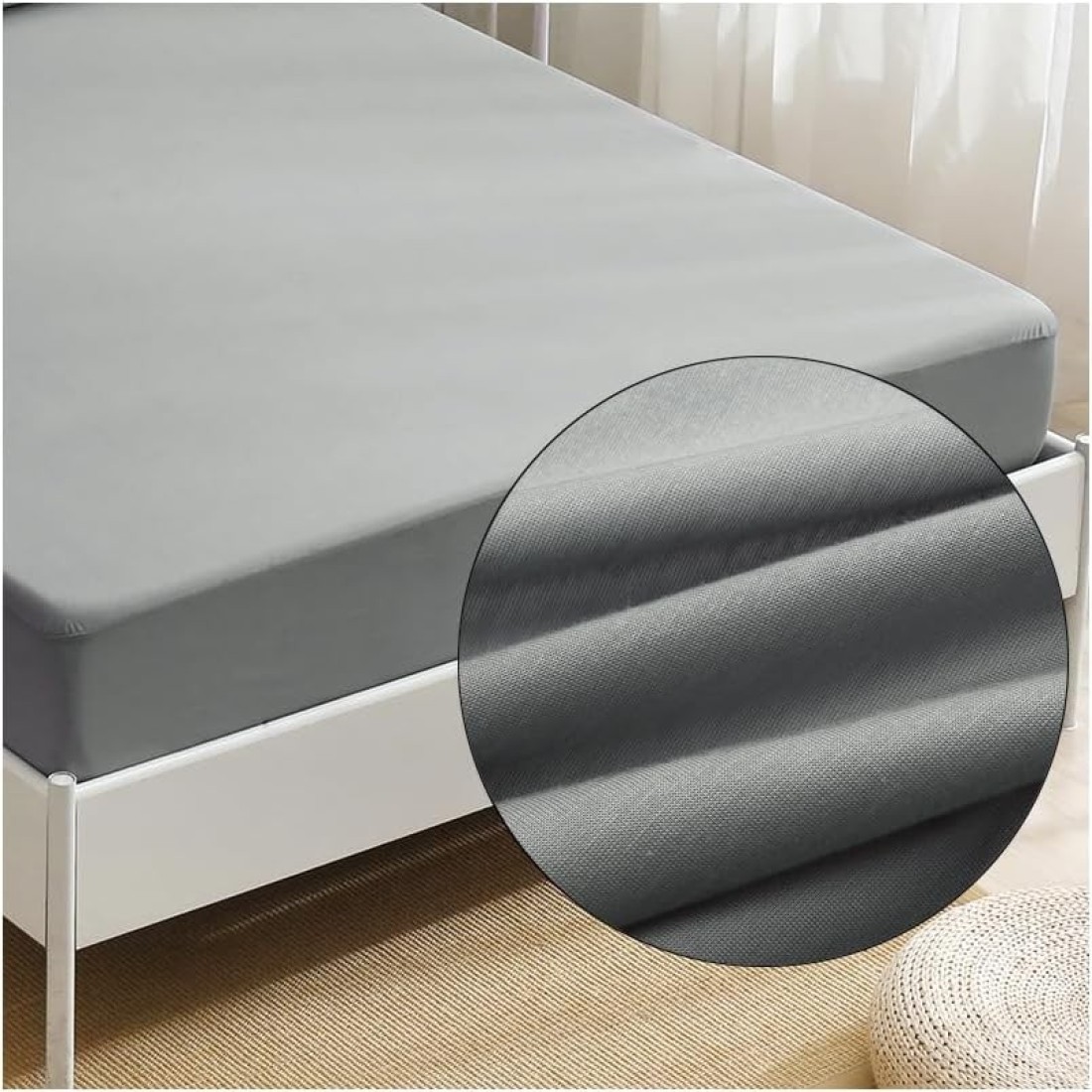 Tencel Waterproof Mattress Protector with 2 Pillowcases Double/Queen Size 150x200cm Tencel+TPU High Absorption Pad Cover for Bed 100% Waterproof Tencel Jersey Mattress Protector Grey