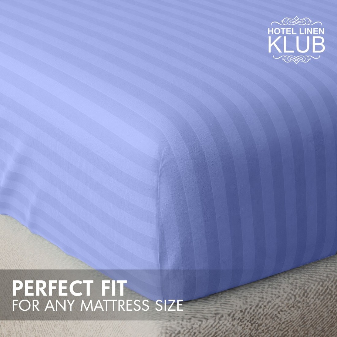Klub Linen 3PC Striped Fitted Sheet Set, Ultra Soft Microfiber Bedding Set - 1 Fitted Sheet Single (90x190cm) with Deep Pocket and 2 Pillowcases (50 x 75 cm), lavender