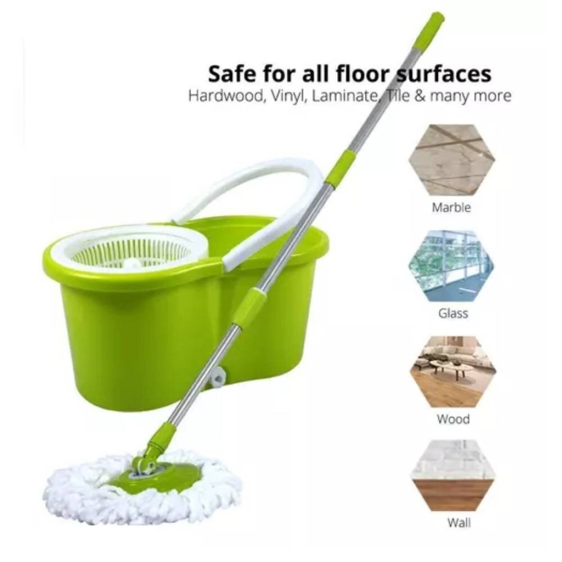 GENNEXT Spin Mop Bucket System, 360 Spin Mop &amp; Bucket Floor Cleaning Mop Bucket With 2 Microfiber Replacement Head Refills