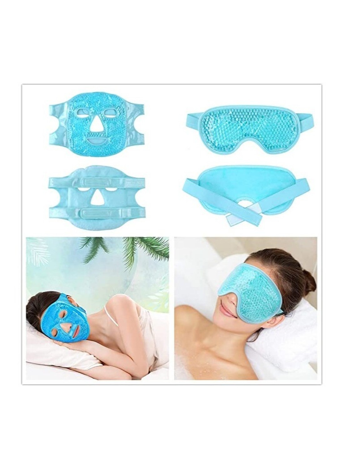 Gel Beads Face and Eye Masks Kit Hot Cold Mask Cooling Ice Heat Facial Eye Pack Therapy with a w