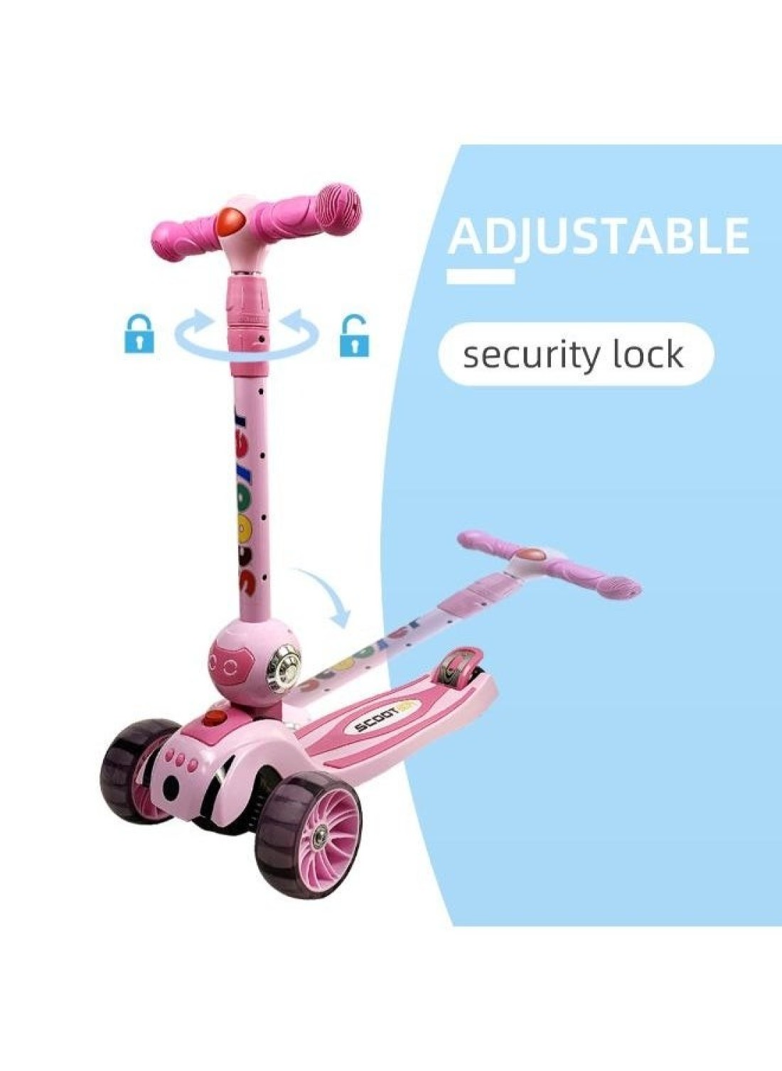 Generic Multifunction Foldable Kids Scooter 3 Wheels Scooter For Kids, Adjustable Handlebars, Light Wheels With Scooters, Gifts 3-8 Years Old