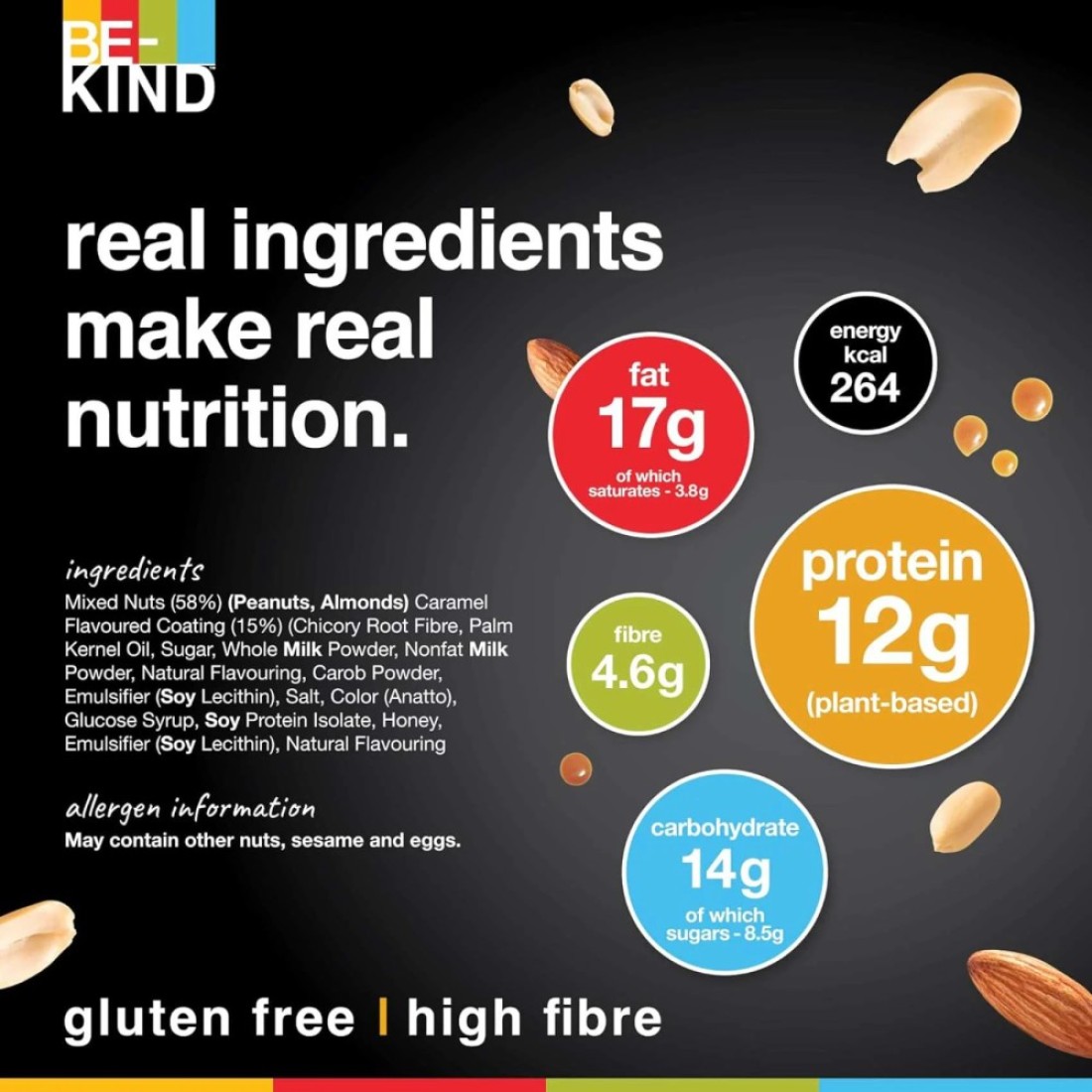 Be-Kind Caramel Nut Protein Bar, 50g Pack of 12