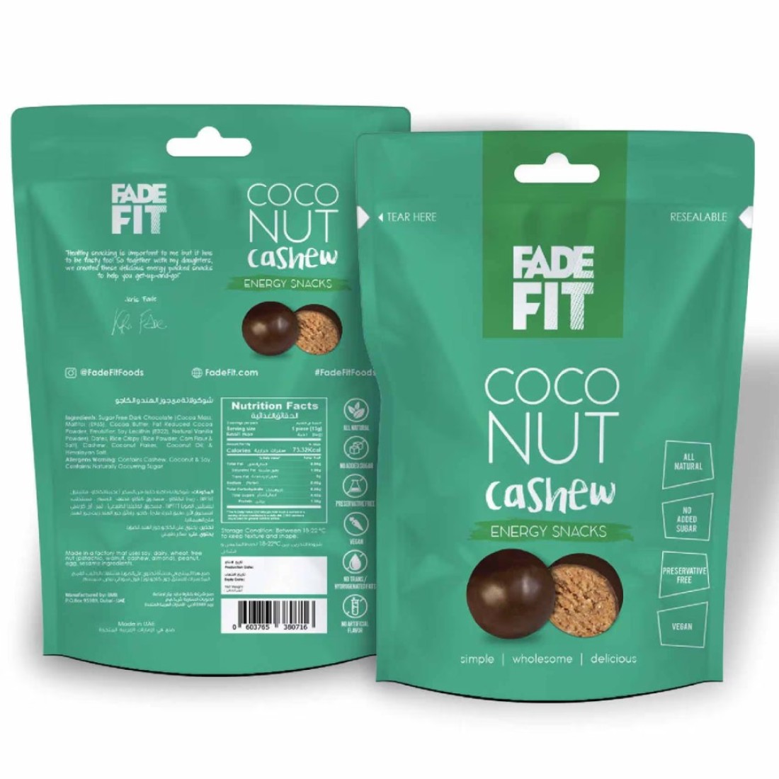 Fade Fit Chocolate And Coconut Energy Balls 45g