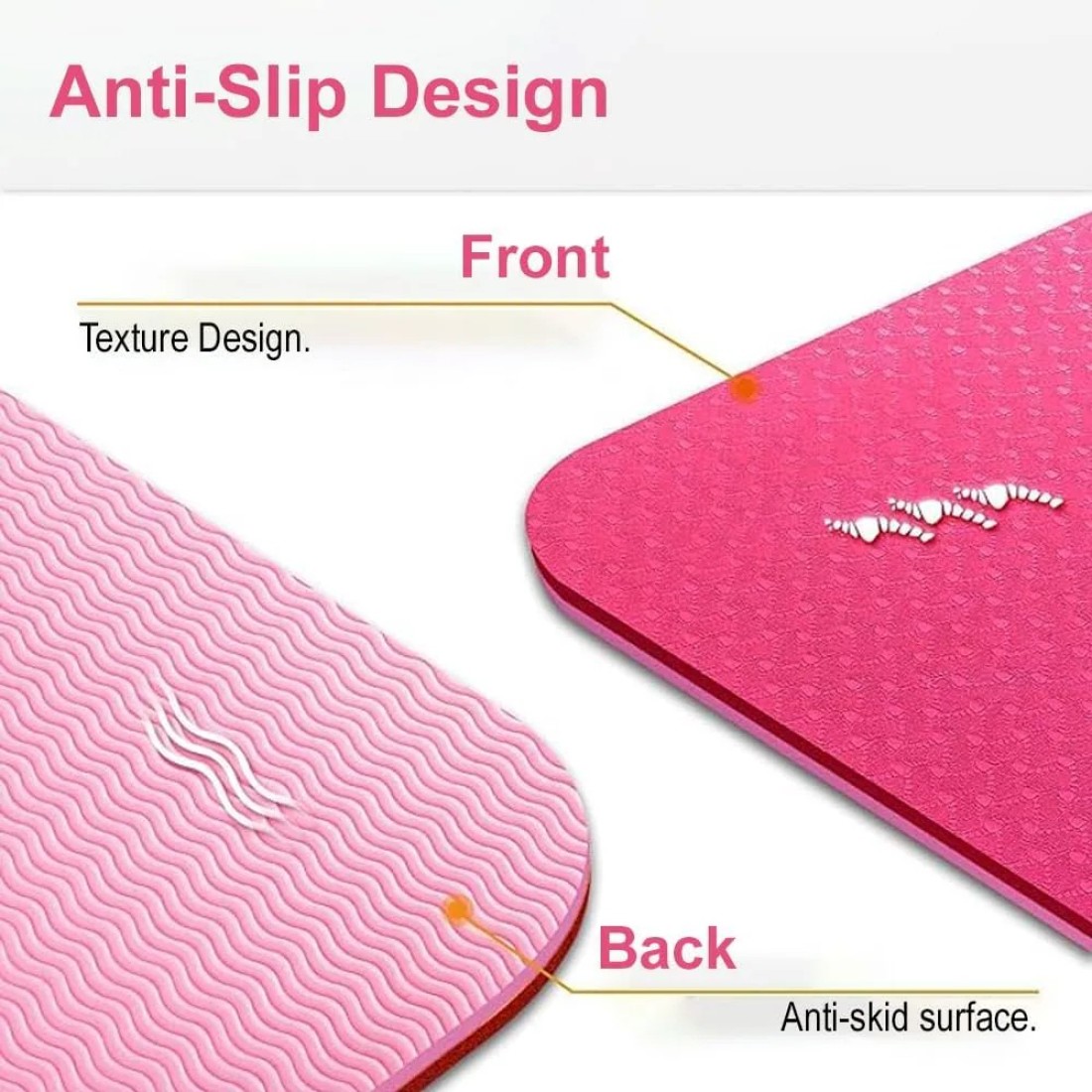 Fitto 4mm Thick Yoga Mat, 61x183cm - Non-Slip, Eco-Friendly Pink Exercise Mat for Yoga, Pilates, Fitness, and Home Workouts - Extra Cushioning for Joint Support