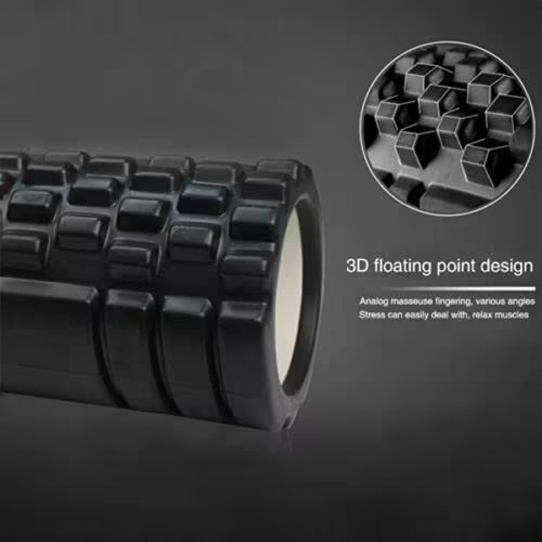ULTIMAX EVA Yoga Foam Roller Floating Point Gym Physio Massage Fitness Equipment Massager for Muscle Multicolor (Black) - 35cm