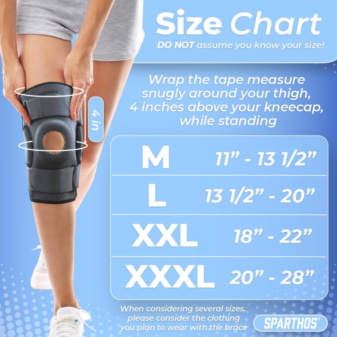 Sparthos Knee Brace Relieves ACL MCL Meniscus Tear Arthritis Tendonitis Pain Open Patellar Design with Dual Hinged Support Compression for Running Working Out For Men and Women Medium