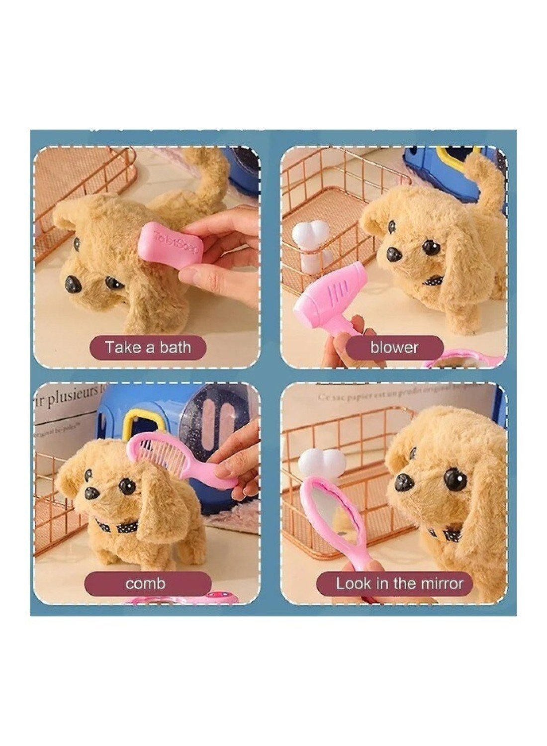 Interactive Electronic Robot Dog &ndash; Walking, Barking &amp; Tail Wagging Plush Puppy Toy for Kids,Corgi Style with Dog Cage &amp; Call Function &ndash; Perfect Birthday &amp; Holiday Gift