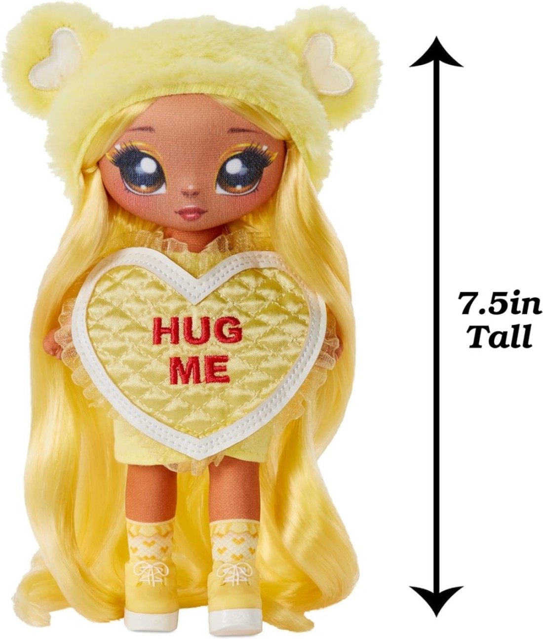 Na! Na! Na! Surprise MGA Entertainment Maria Buttercup-Yellow Teddy Bear-Inspired 7.5&quot; Fashion Doll with Blonde Hair, Heart-Shaped Dress and Brush
