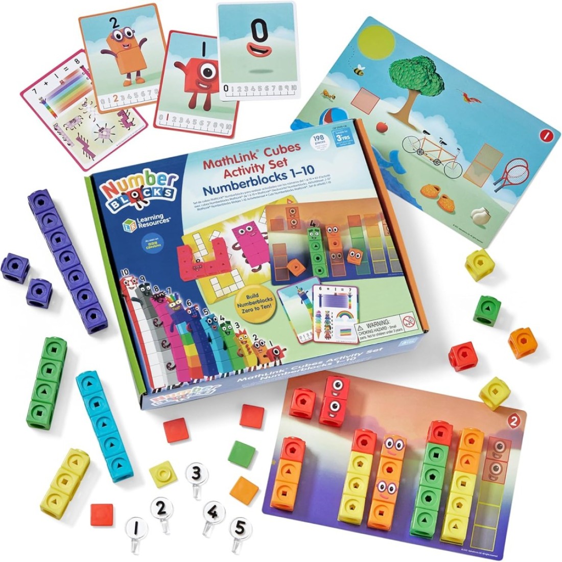 Learning Resources LSP0949-UK MathLink Cubes Numberblocks 1-10 Activity Set, Early Years Maths Learning, Build, Learn &amp; Play in The Classroom &amp; at Home.