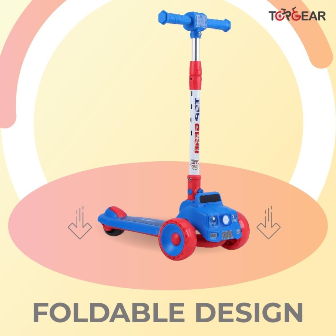Top Gear Kids Scooter TG 865 &ndash; 3-Wheel Foldable Kick Scooter Lightweight Push Scooter for Ages 3-12 - Red