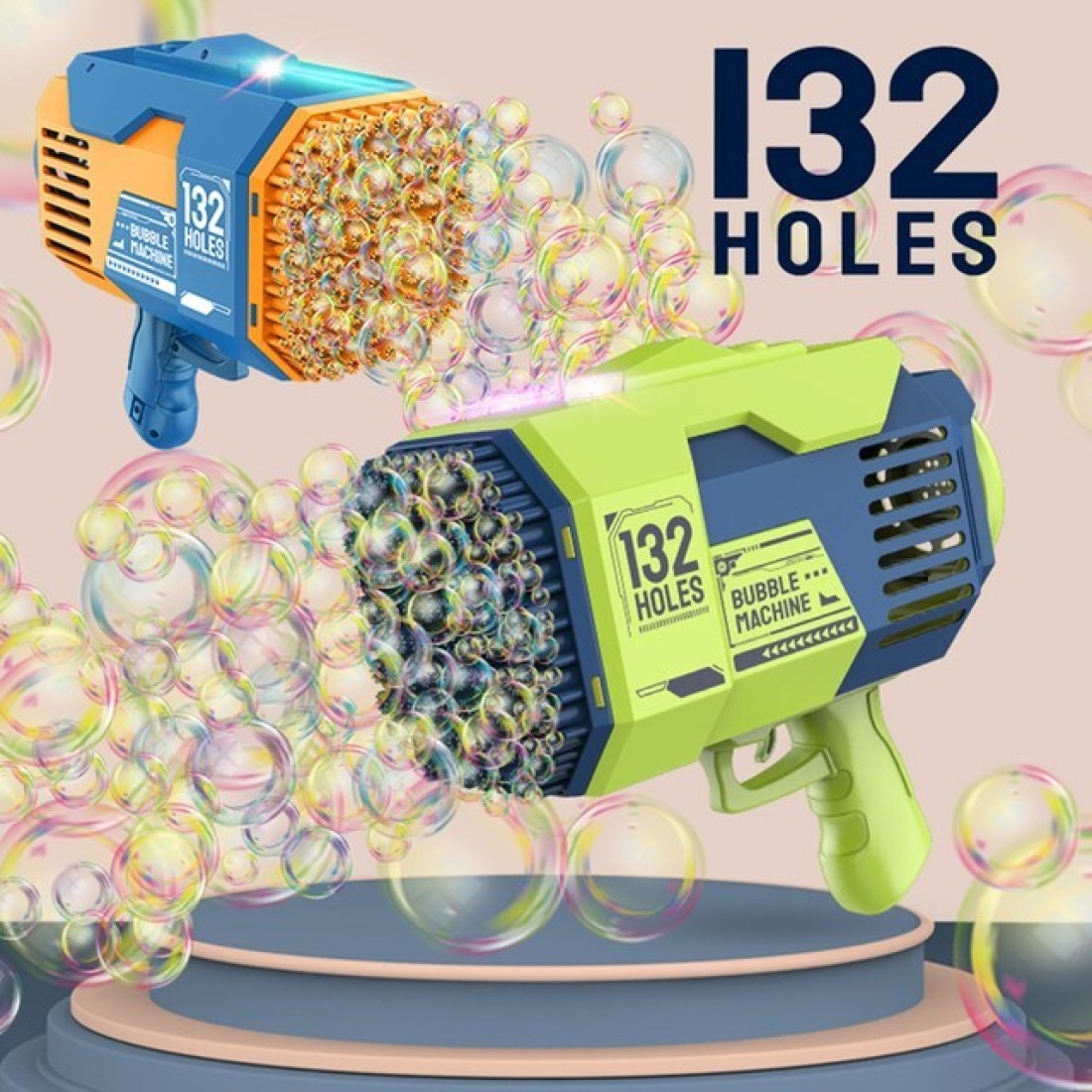 Little Story - 132 Holes Bubble Machine Gun wt Light / Bubble Maker for Kids Indoor &amp; Outdoor - Green