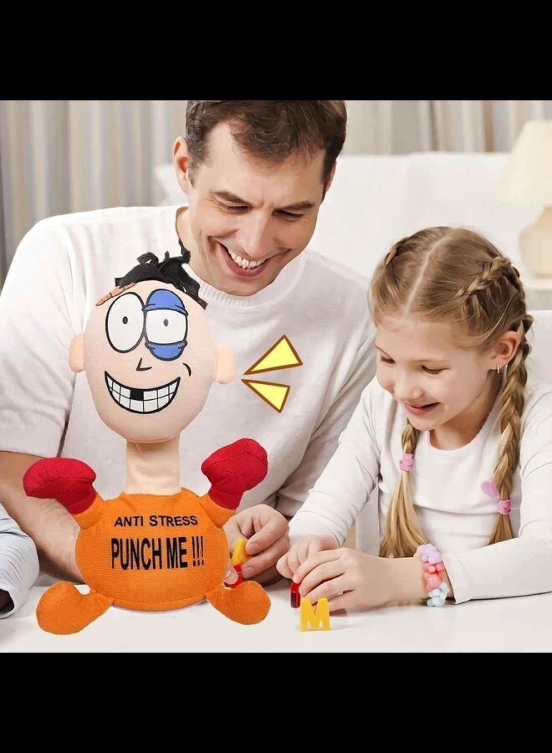 Electric Anti Stress Punch Me Plush Doll Relief Toys, Funny Plush Doll with Screaming Sound Creative Screaming Toys Desktop Anger Management Toys for Adults and Children (Blue)