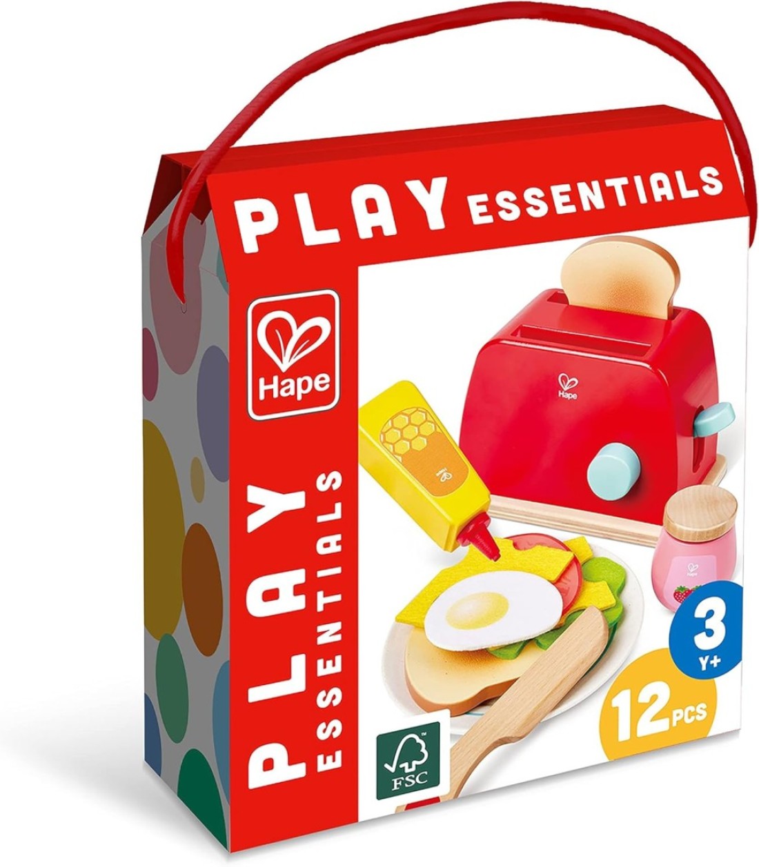 Hape Pop-up Toaster Set, 3Y+, Kitchen &amp; Food Toys, Wooden Red E3190