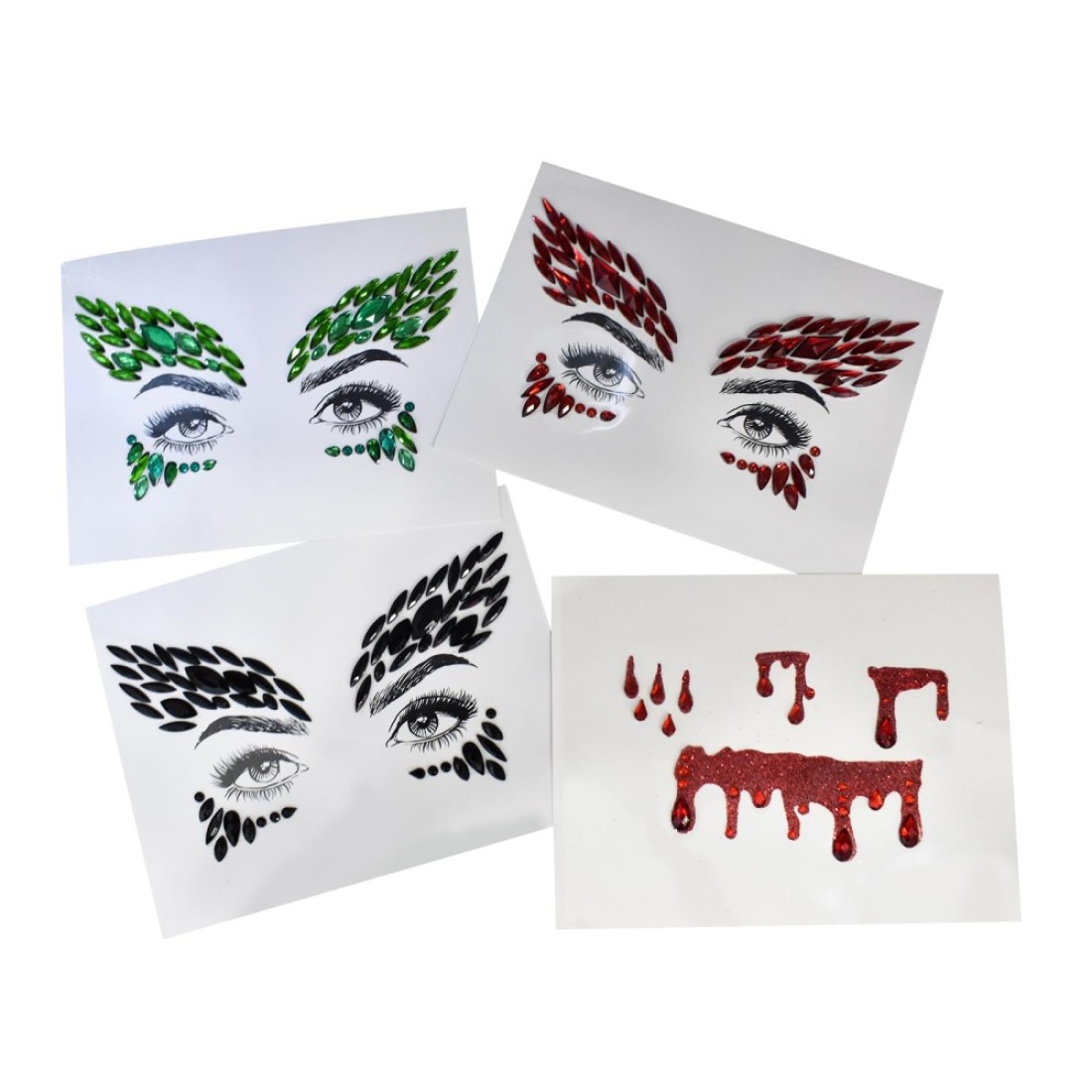 Halloween Cospaly Face Jewels Vampire Blood Costume Festival Face Gems Stick on Rhinestone Tattoo Stickers Pasties Self Adhesive Temporary Tattoos Fashion Jewelry for Party Vampire