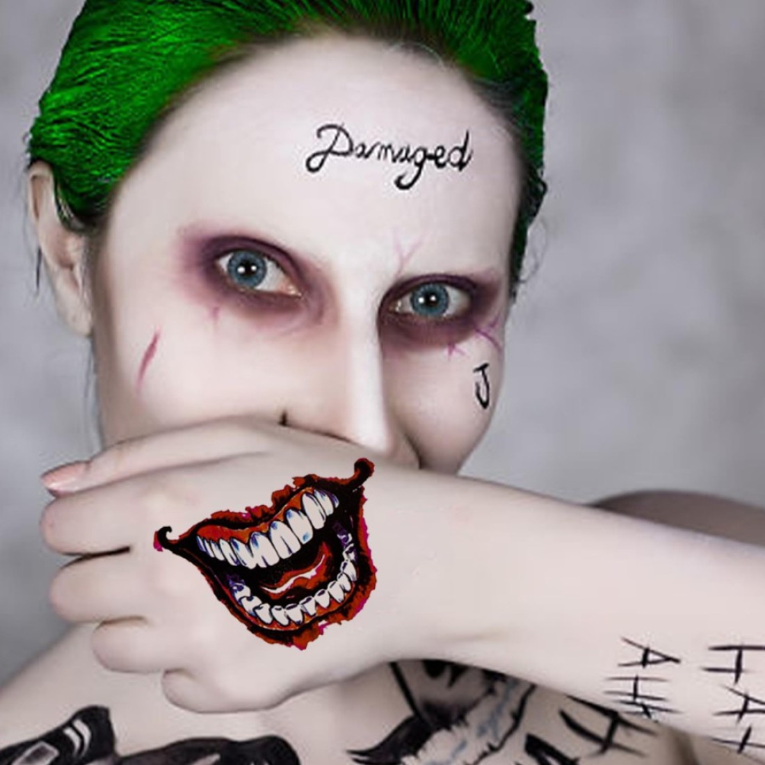 4 Sheets LargeSize Joker Tattoos NEDEQI Halloween Fake Temp Tattoo for Men Adult All Versions Realistic Last Long Joker Sticker Perfect for Halloween Costumes Cosplay Makeup Party Accessories