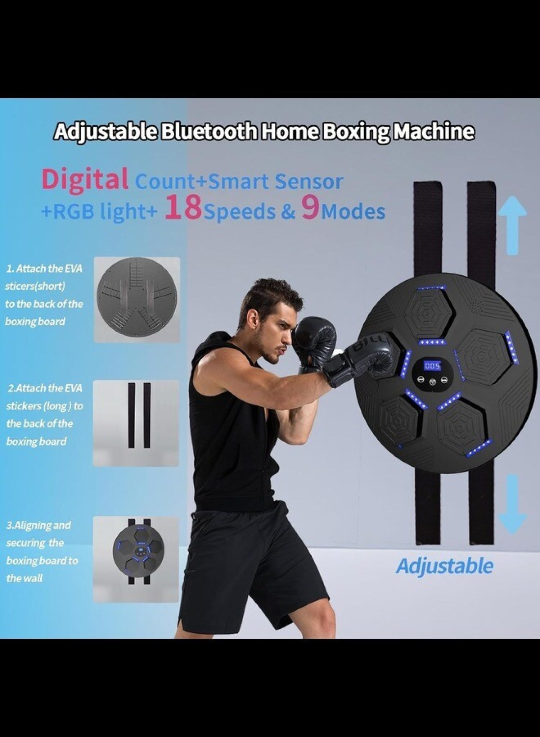 Radiotronics Boxing Machine for Home Workouts Fitness Boxing Machine with Music Playback, Workout Playlist, for Adults