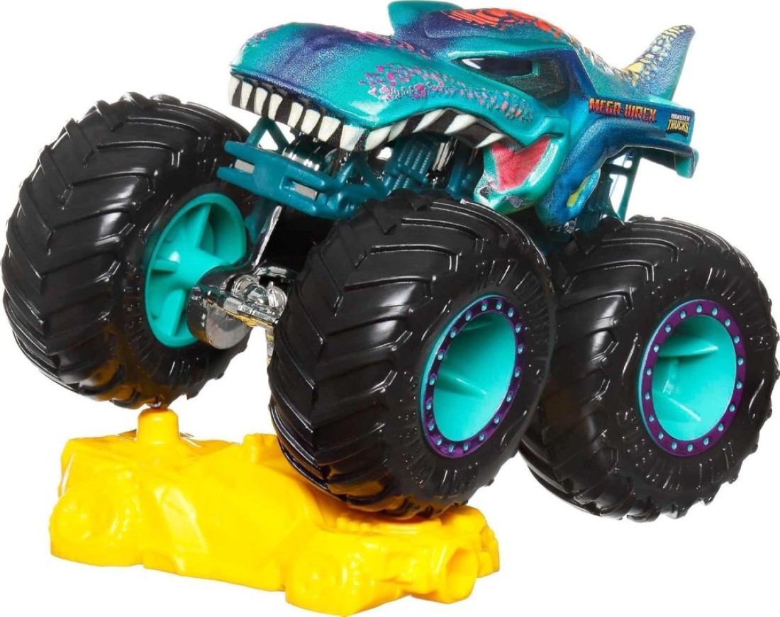مجموعة سيارات Monster Trucks بمقياس 1:64 من Hot Wheels المصنوعة من قوالب مصبوبة بعجلات عملاقة

