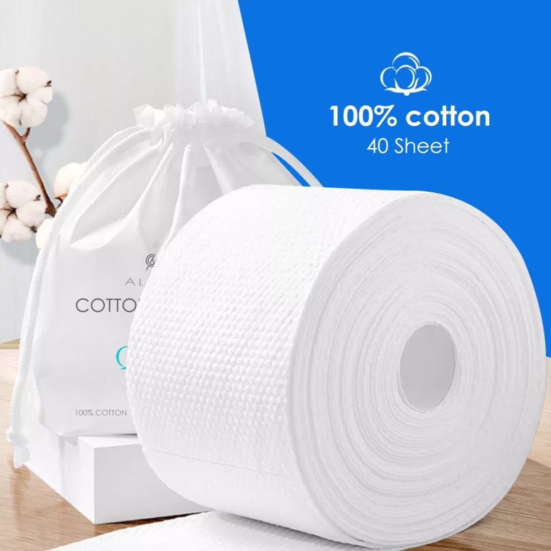 Aiwanto 5Pack Tissue Roll With Bag Cotton Tissue Reusable Disposable Face Towel