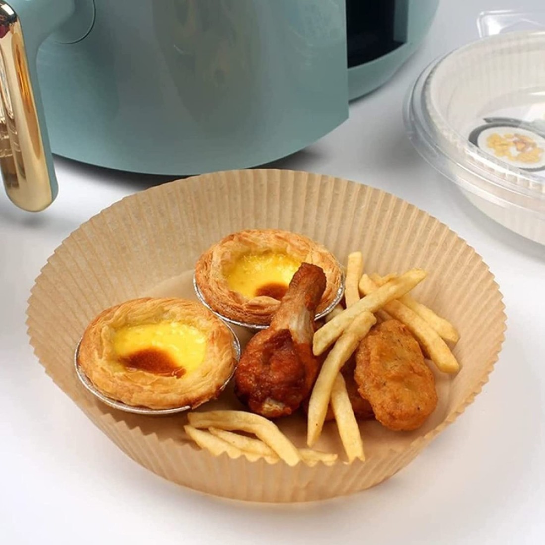Air Fryer Paper Liners 100PCS Nonstick Disposable Liners Baking Paper for Air Fryer Oilproof Waterproof Food Grade Parchment for Baking Roasting Microwave 100Pcs63 inch